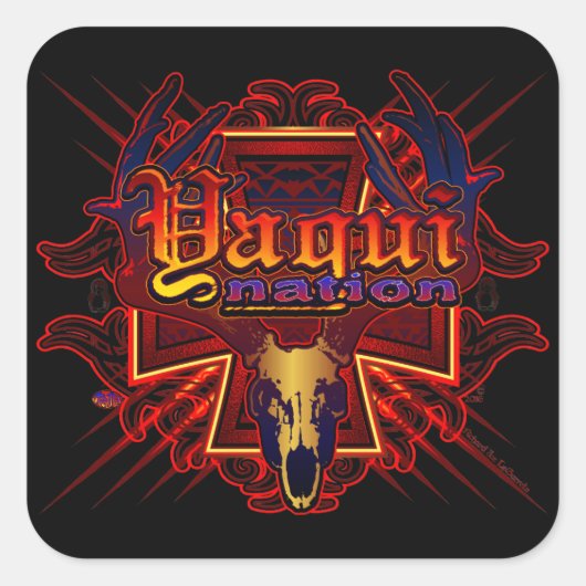 Yaqui Nation Herten Schedel ontwerp sticker kunst (Voorkant)