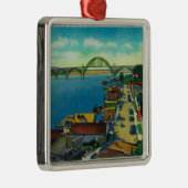 Yaquina Bay Bridge en waterfront Newport, OF Metalen Ornament (Rechts)