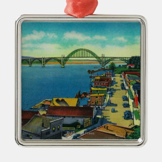 Yaquina Bay Bridge en waterfront Newport, OF Metalen Ornament (Voorkant)