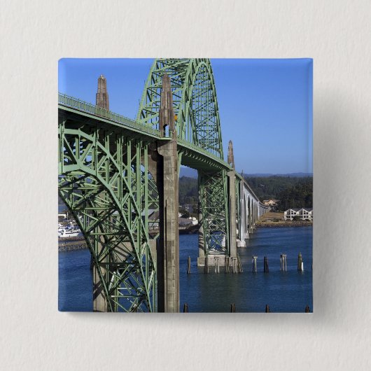 Yaquina Bay Bridge over de Yaquina Bay Vierkante Button 5,1 Cm (Voorkant)