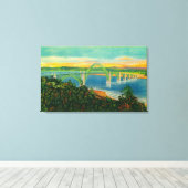 Yaquina Bay BridgeNewport, OF Canvas Afdruk (Insitu (Houten vloer))