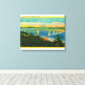Yaquina Bay BridgeNewport, OF Canvas Afdruk (Insitu (Houten vloer))