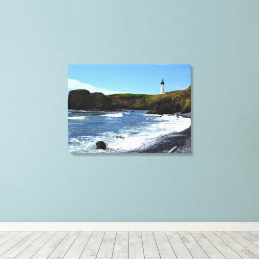 Yaquina Head Lighthouse Canvas Afdruk (Insitu (Houten vloer))