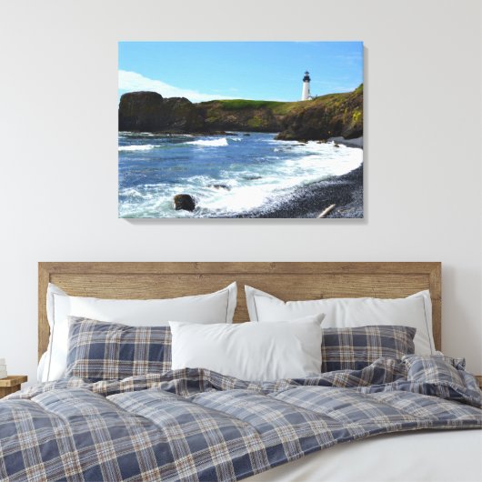Yaquina Head Lighthouse Canvas Afdruk (Insitu (Slaapkamer))