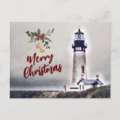 Yaquina Head Lighthouse Merry Kerstfeestdag Briefkaart (Voorkant)