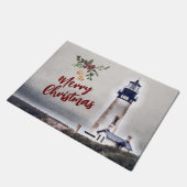 Yaquina Head Lighthouse Merry Kerstfeestdag Deurmat (Schuin)