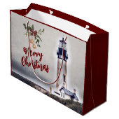 Yaquina Head Lighthouse Merry Kerstfeestdag Groot Cadeauzakje (Achterkant Gekanteld)