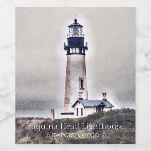 Yaquina Head Lighthouse Newport, Oregon Wijn Etiket (Enkel label)