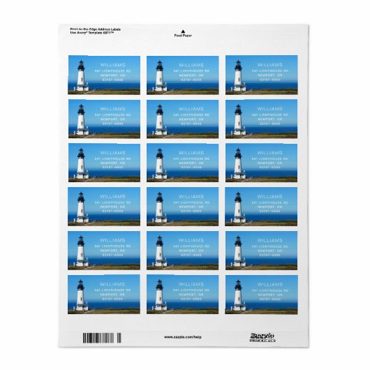 Yaquina Head Lighthouse Return Address Label (Full Sheet)