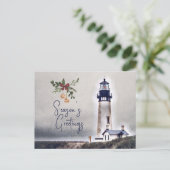 Yaquina Head Lighthouse Season's Greetings Holiday Briefkaart (Staand voorkant)