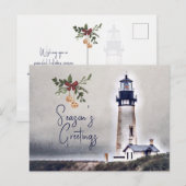 Yaquina Head Lighthouse Season's Greetings Holiday Briefkaart (Voorkant / Achterkant)