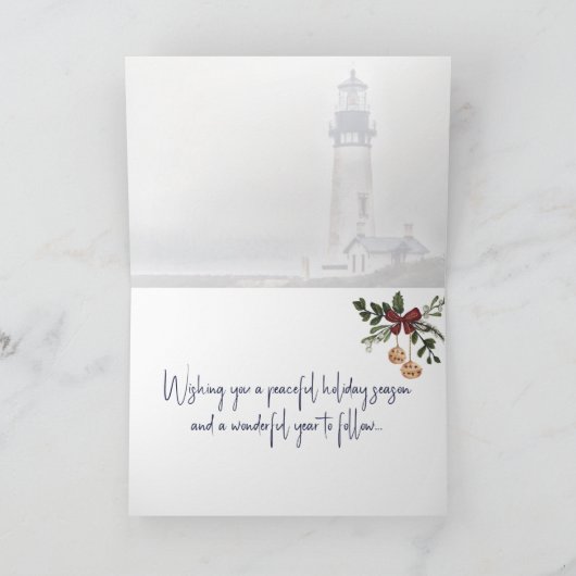 Yaquina Head Lighthouse Seizoensgroeten Vakantie Kaart (Binnen)