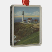 Yaquina Light House op Yaquina Head Metalen Ornament (Rechts)