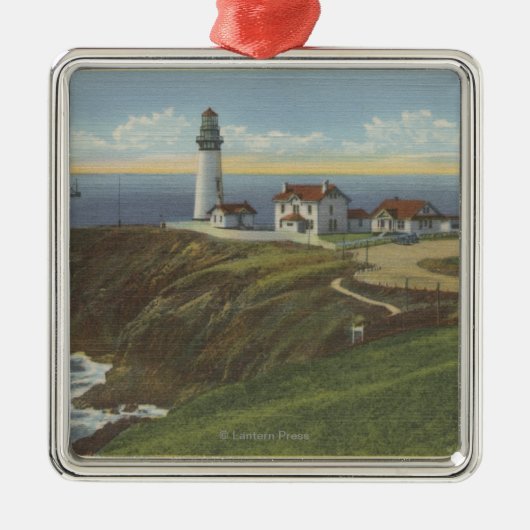 Yaquina Light House op Yaquina Head Metalen Ornament (Voorkant)