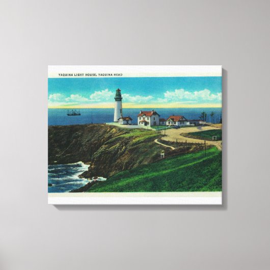 Yaquina Lighthouse en Yaquina HeadYaquina, OF Canvas Afdruk (Voorkant)
