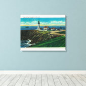 Yaquina Lighthouse en Yaquina HeadYaquina, OF Canvas Afdruk (Insitu (Houten vloer))