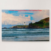 Yaquina vuurtoren Oregon. Kerstgroeten Legpuzzel (Horizontaal)