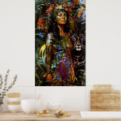"Yaraquim" Jaguar Blossom - Vrouwen in het Amazone Poster (Keuken)