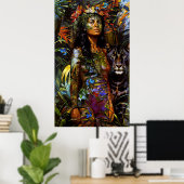 "Yaraquim" Jaguar Blossom - Vrouwen in het Amazone Poster (Thuiskantoor)