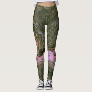 Yard Dog 2 Kalmerende Roze Groen Abstract Leggings