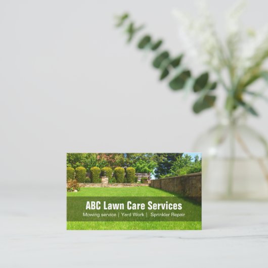 Yard Lawn Care Gardening Landscaping Green Grass Visitekaartje (Staand voorkant)