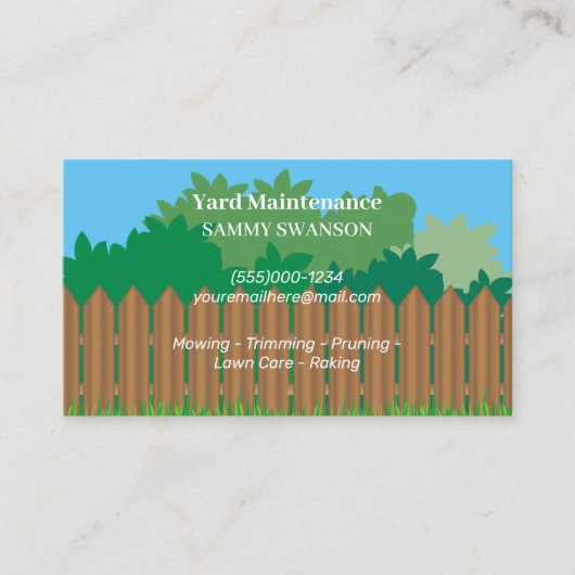 Yard Maintenance Service Visitekaartje (Voorkant)