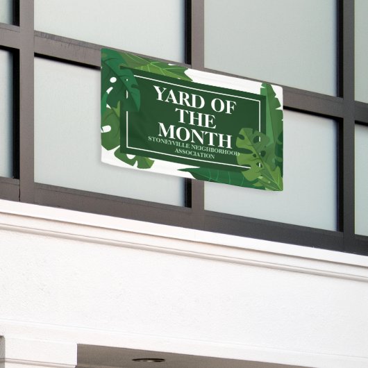 Yard of the Month Club Green Leaf Custom HOA Award Spandoek (Buitenkant Gebouw)