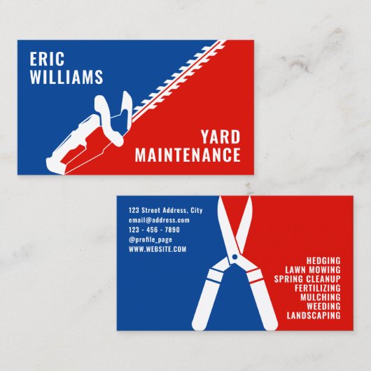 Yard onderhoud sportieve logo visitekaartje (Voorkant / Achterkant)