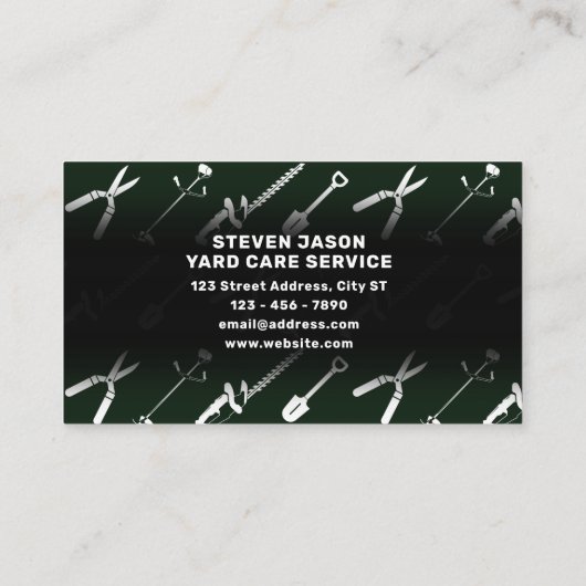 Yard onderhoudstools patroonpatroon Visitekaartje (Achterkant)