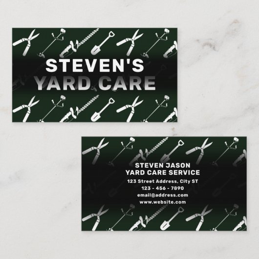 Yard onderhoudstools patroonpatroon Visitekaartje (Voorkant / Achterkant)