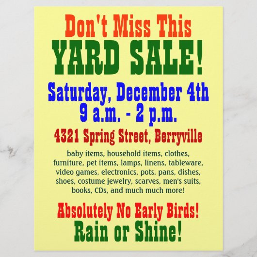 Yard Sale Flyer (Voorkant)