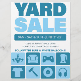 Yard Sale Flyer Sjabloon (Aqua Blue)