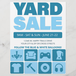 Yard Sale Flyer Sjabloon (Aqua Blue)