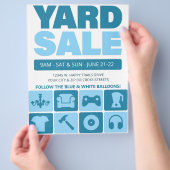 Yard Sale Flyer Sjabloon (Aqua Blue) (Hand)