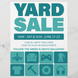 Yard Sale Flyer Sjabloon (Blauwgroen)