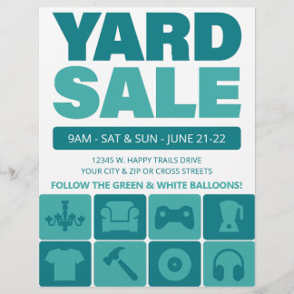 Yard Sale Flyer Sjabloon (Blauwgroen)
