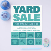 Yard Sale Flyer Sjabloon (Blauwgroen) (Enkel)