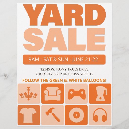 Yard Sale Flyer Sjabloon (Desert Sinaasappel) (Voorkant)
