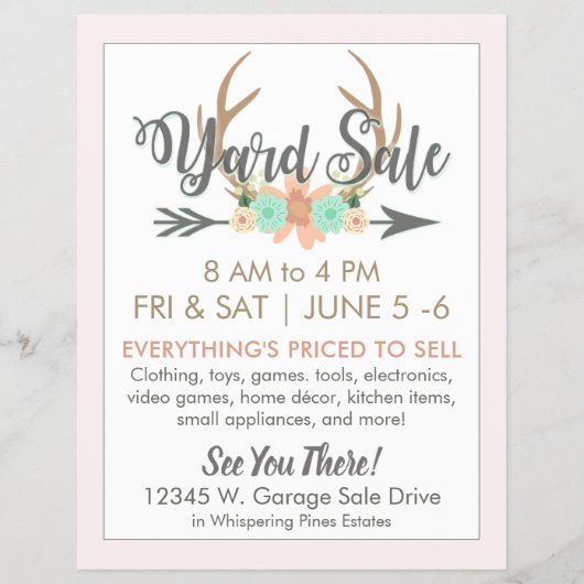 Yard Sale Flyer Sjabloon - Licht (Voorkant)