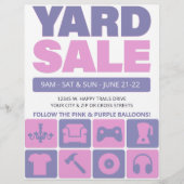 Yard Sale Flyer Sjabloon (ROZE & LAVENDEL) (Voorkant)