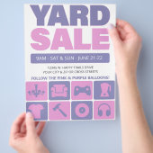 Yard Sale Flyer Sjabloon (ROZE & LAVENDEL) (Hand)