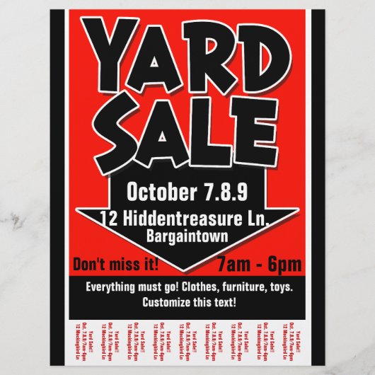 Yard Sale.Garage Sale..Tearsheet Flyer (Voorkant)