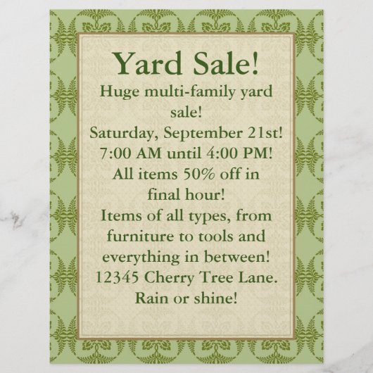 Yard Sale (kan worden veranderd) Shades of Green Flyer (Voorkant)