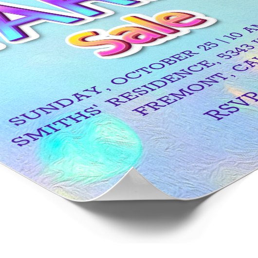 Yard Sale PINK-schijven Holographic Annucement Poster (Hoek)