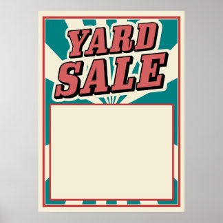 Yard Sale sign poster retro stripkleuren