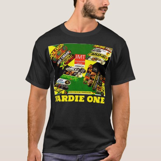 YARDIE EEN. Basis donker T-shirt (Voorkant)