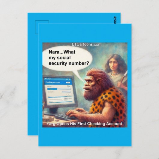 Yarg’s First Login: Banking Like a Caveman Briefkaart (Voorkant / Achterkant)