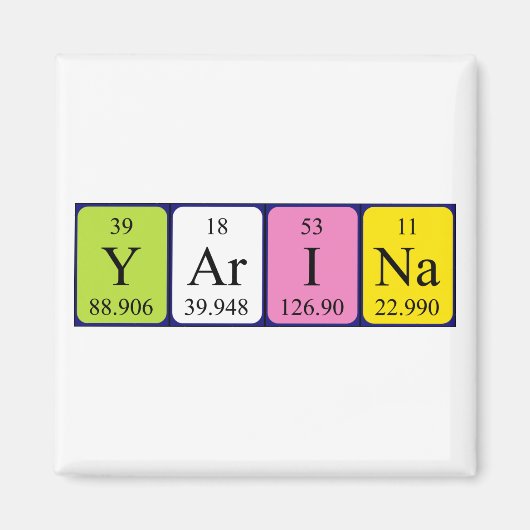 Yarina periodiek table name magnet (Voorkant)