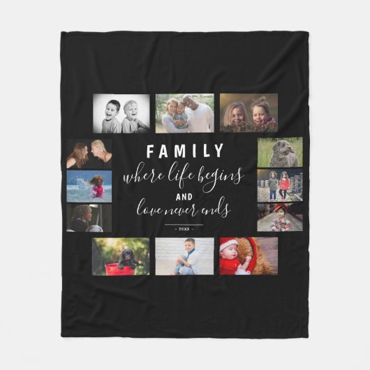 Yarly Family Keepomwille Gezegde 12 Photo Collage Fleece Deken (Voorkant)