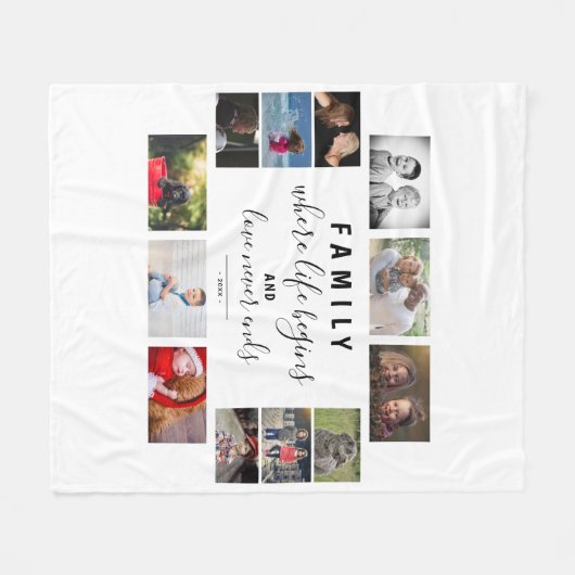 Yarly Family Keepomwille Gezegde 12 Photo Collage Fleece Deken (Voorkant (Horizontaal))